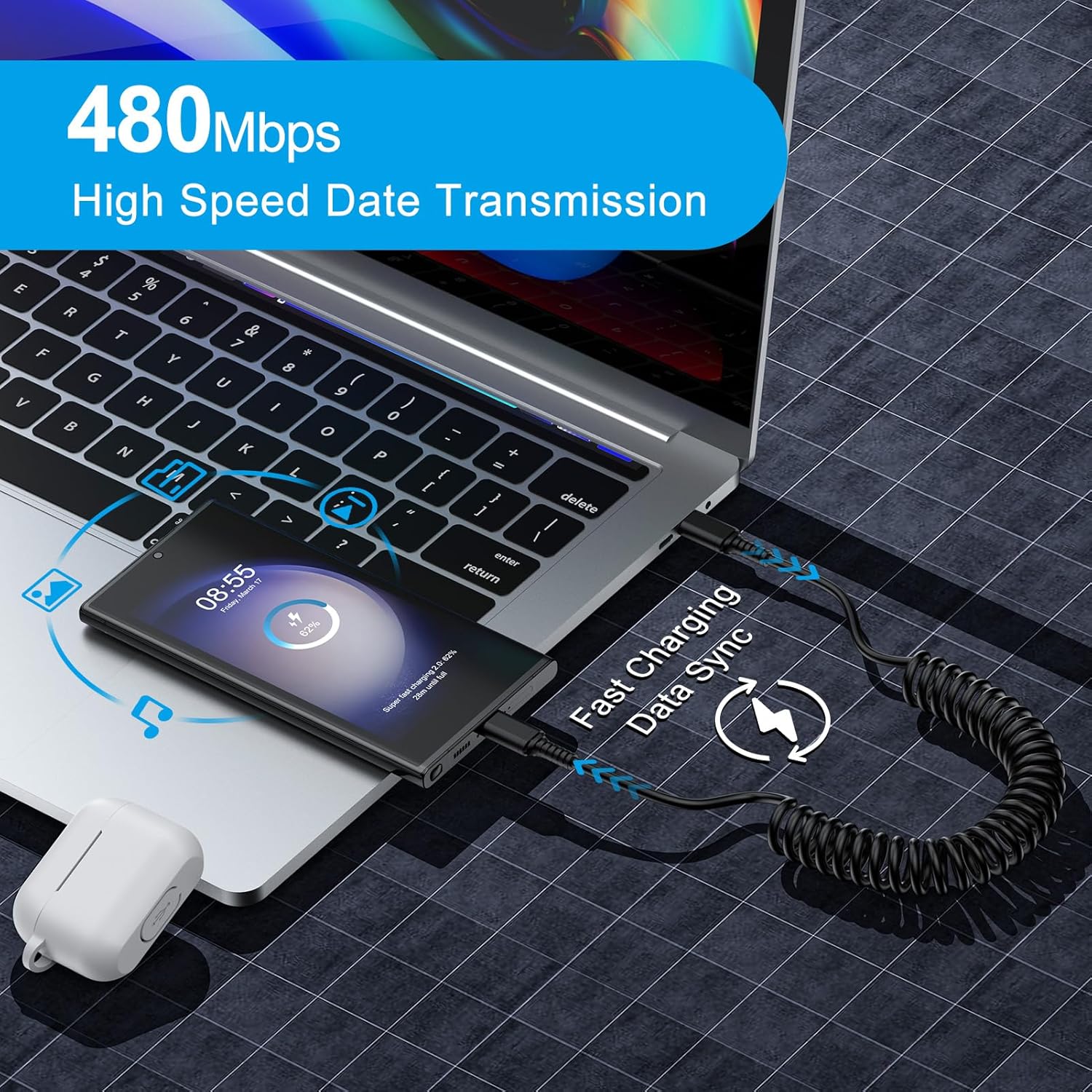 Cavo Android Auto da USB C a U - Coiled Usb Cable recensione e prezzo
